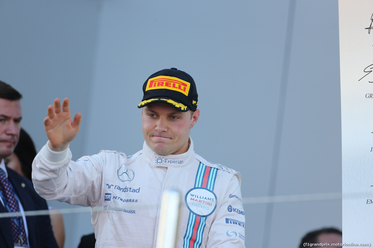 GP RUSSIA, 12.10.2014- Podium, 2nd Valtteri Bottas (FIN) Williams F1 Team FW36