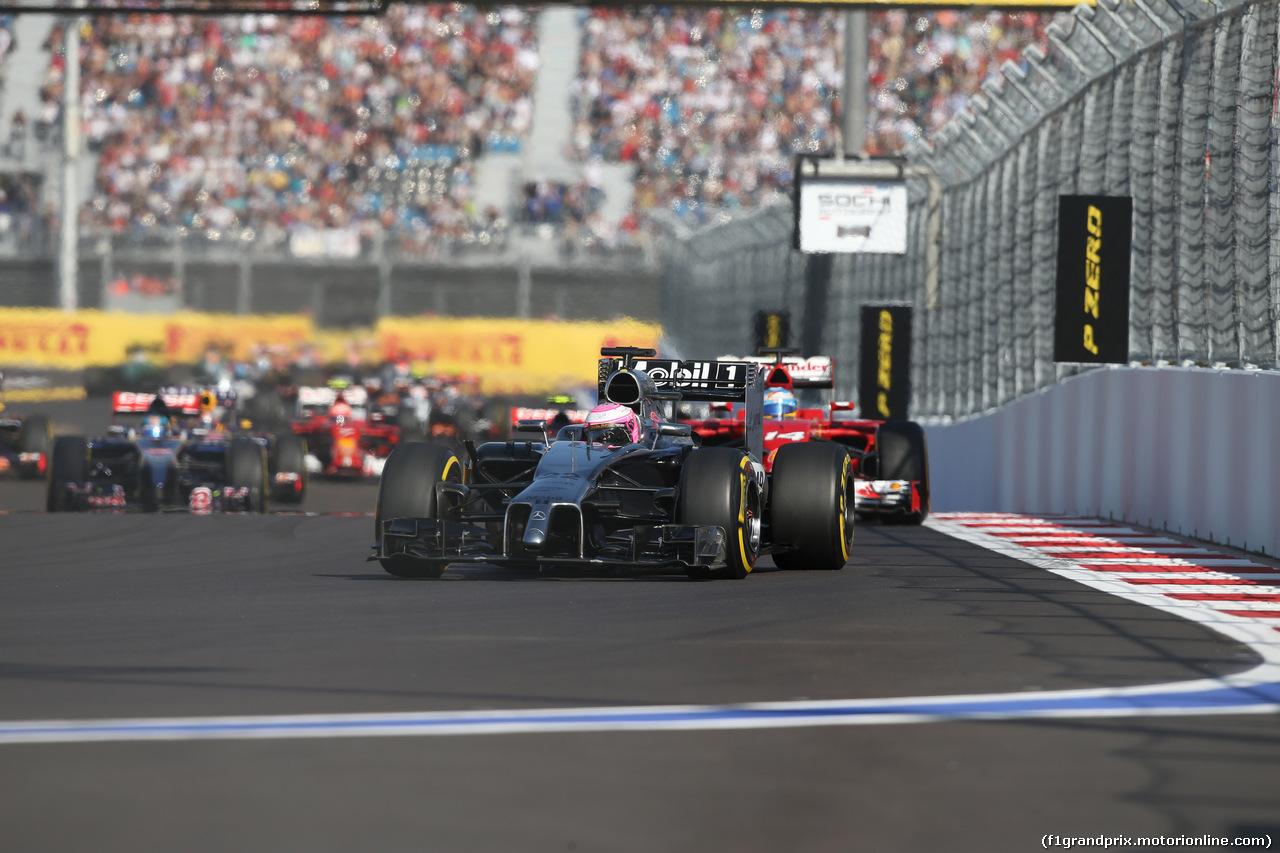 GP RUSSIA, 12.10.2014- Gara, Jenson Button (GBR) McLaren Mercedes MP4-29