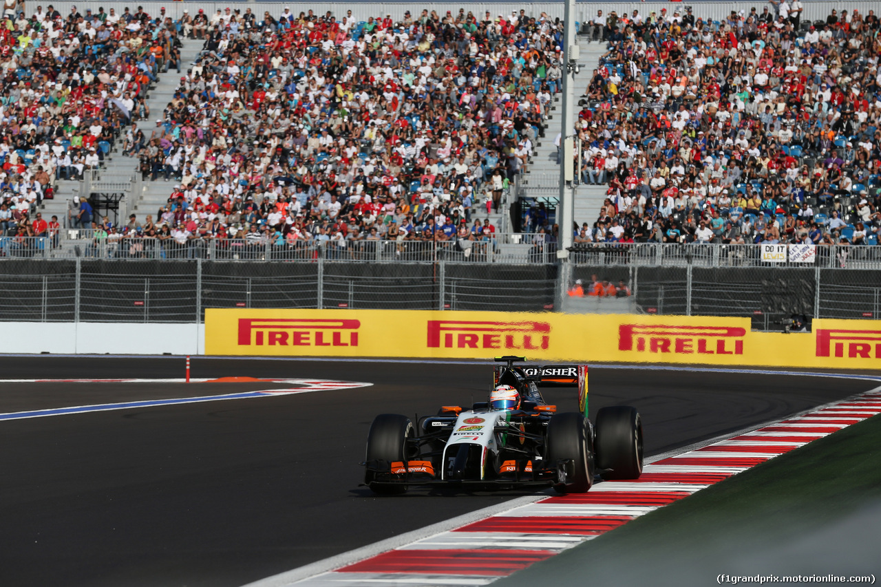 GP RUSSIA, 12.10.2014- Gara, Sergio Perez (MEX) Sahara Force India F1 Team VJM07