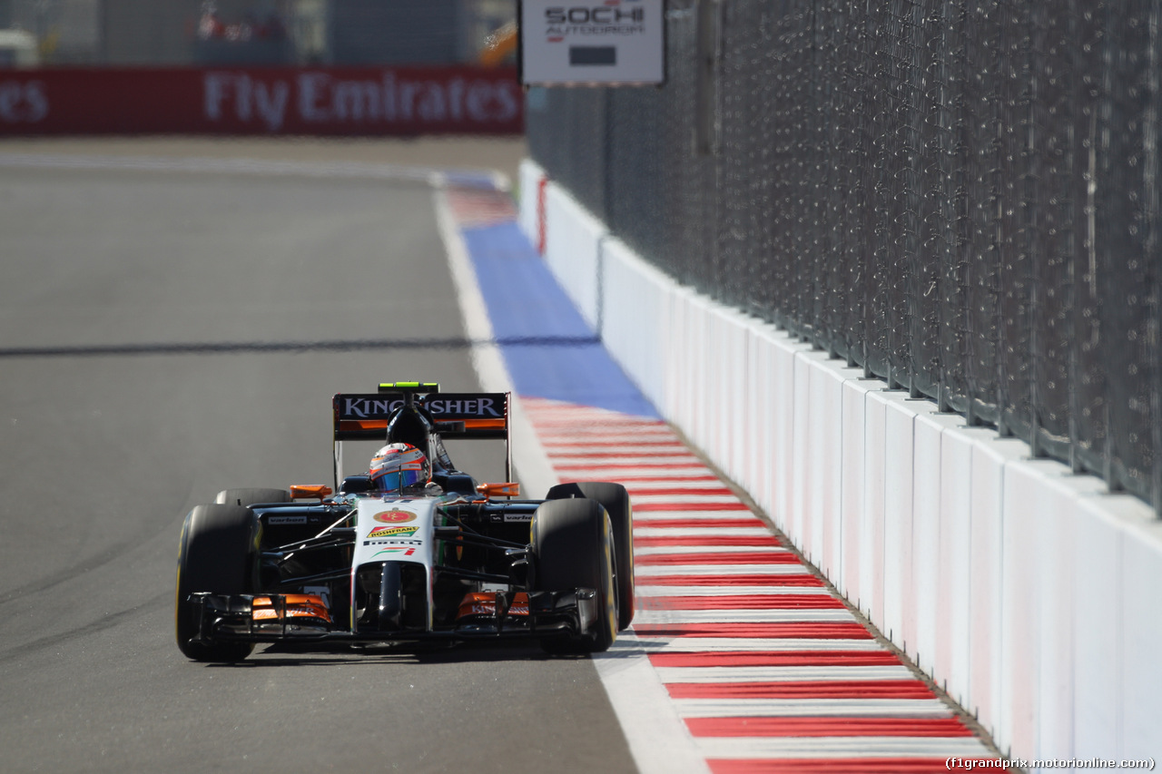 GP RUSSIA, 11.10.2014- Prove Libere 3, Sergio Perez (MEX) Sahara Force India F1 Team VJM07