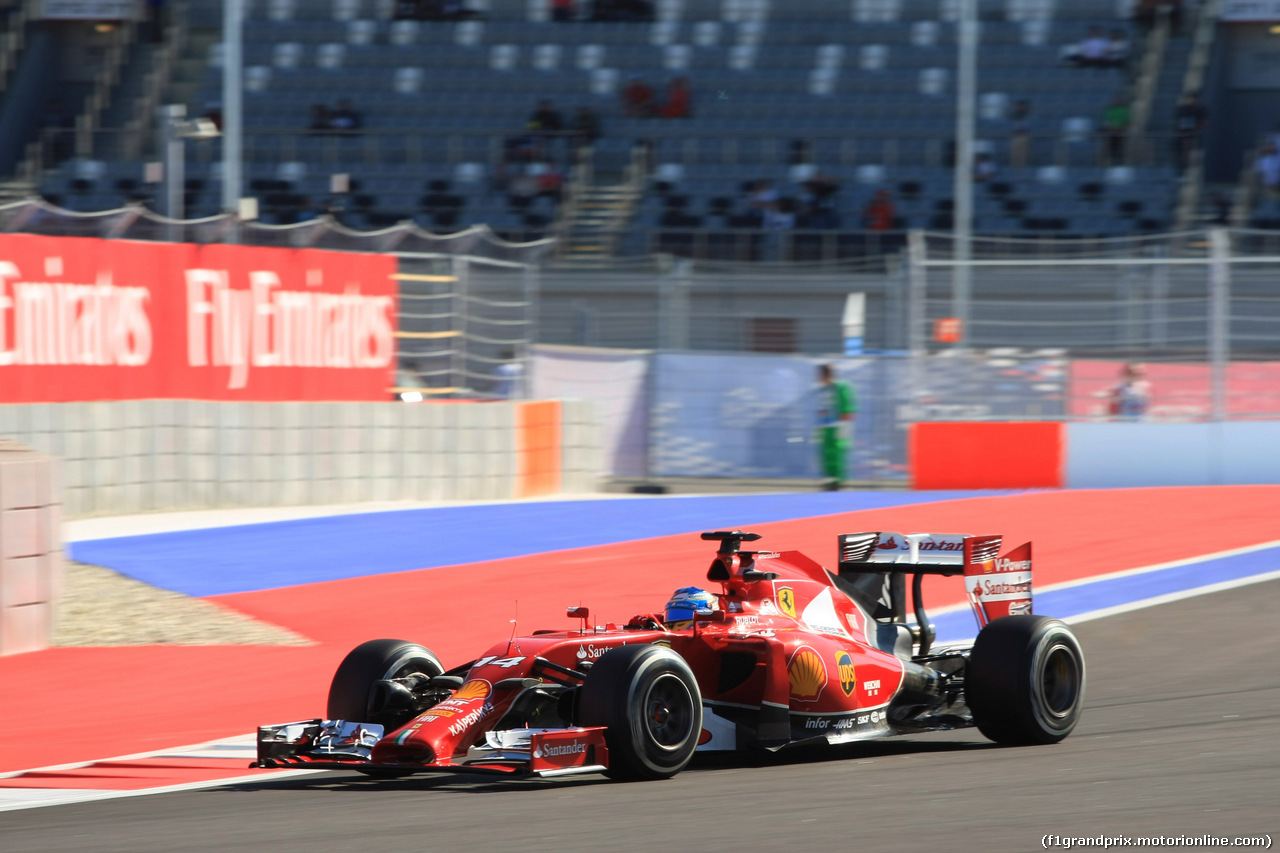 GP RUSSIA, 11.10.2014- Prove Libere 3, Fernando Alonso (ESP) Ferrari F14T