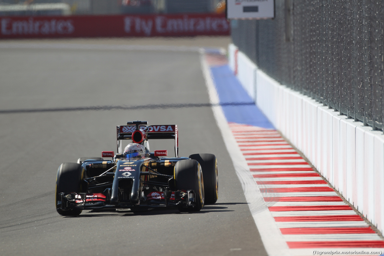 GP RUSSIA, 11.10.2014- Prove Libere 3, Romain Grosjean (FRA) Lotus F1 Team E22