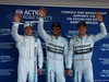 GP RUSSIA, 11.10.2014- Qualifiche, Festeggiamenti: pole position Lewis Hamilton (GBR) Mercedes AMG F1 W05, 2nd Nico Rosberg (GER) Mercedes AMG F1 W05, 3rd Valtteri Bottas (FIN) Williams F1 Team FW36