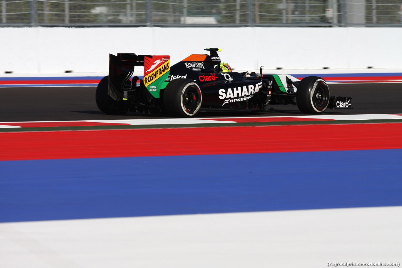 GP RUSSIA, 10.10.2015- Prove Libere 1, Sergio Perez (MEX) Sahara Force India F1 Team VJM07
