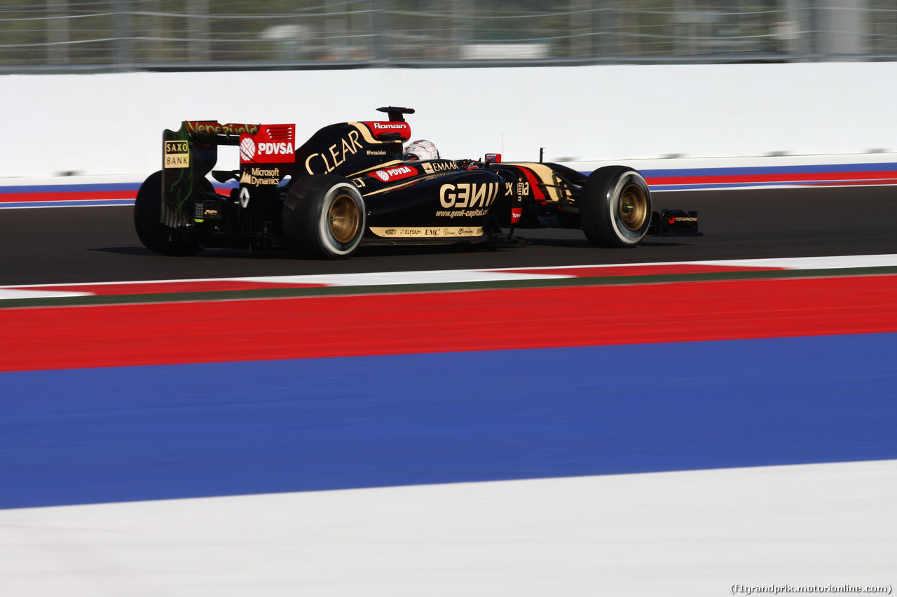 GP RUSSIA, 10.10.2015- Prove Libere 1, Romain Grosjean (FRA) Lotus F1 Team E22