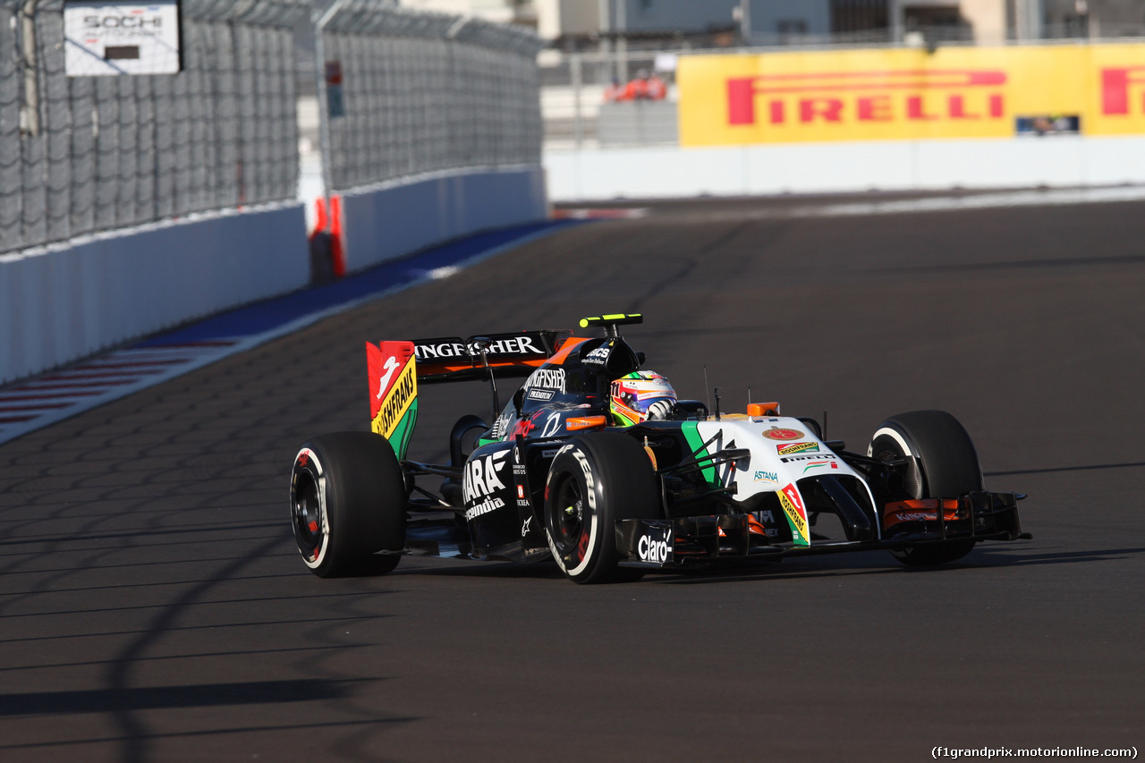 GP RUSSIA, 10.10.2015- Prove Libere 1, Sergio Perez (MEX) Sahara Force India F1 Team VJM07