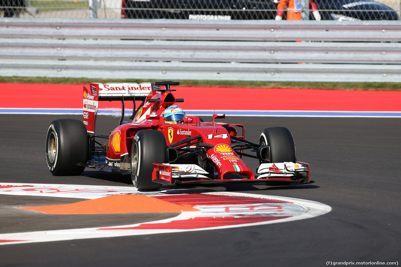 GP RUSSIA, 10.10.2015- Prove Libere 2, Fernando Alonso (ESP) Ferrari F14T