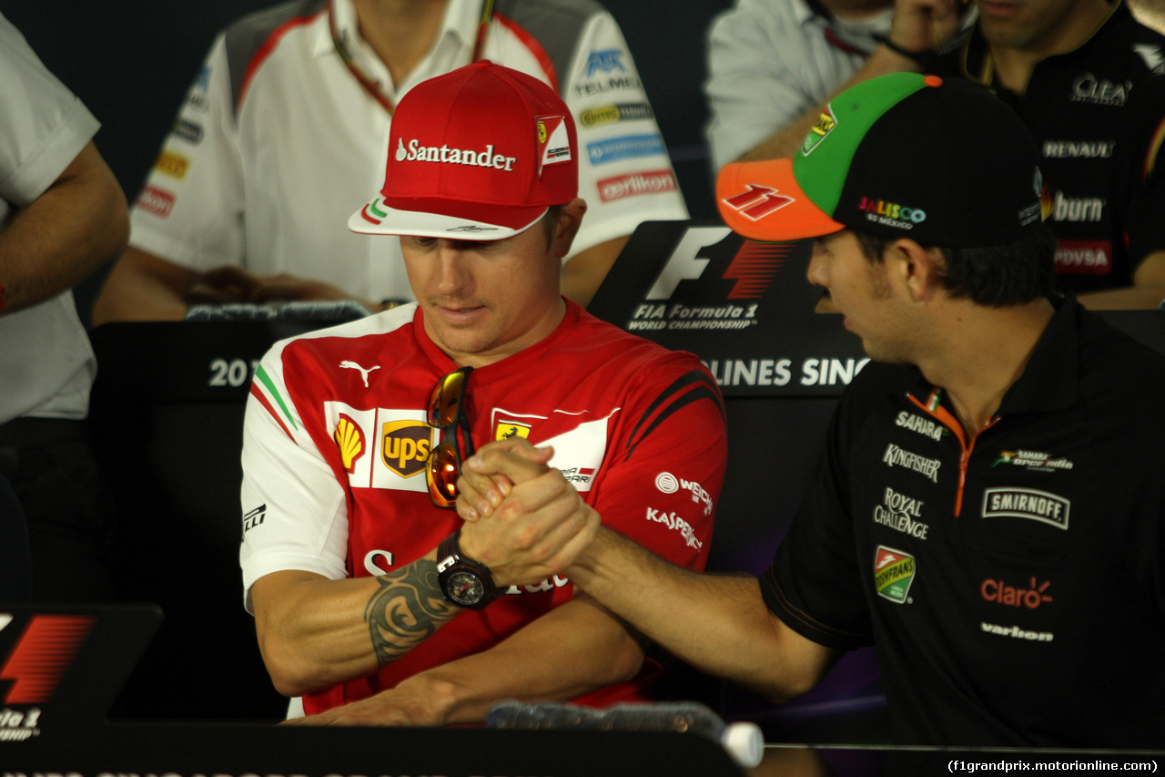 GP SINGAPORE, 18.09.2014 - Conferenza Stampa, Kimi Raikkonen (FIN) Ferrari F14-T e Sergio Perez (MEX) Sahara Force India F1 VJM07