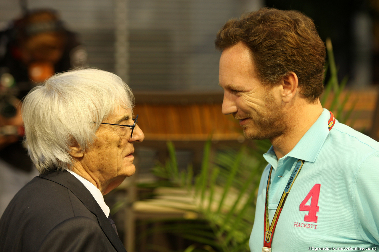 GP SINGAPORE, 18.09.2014 - Bernie Ecclestone (GBR), President e CEO of FOM e Christian Horner (GBR), Red Bull Racing, Sporting Director