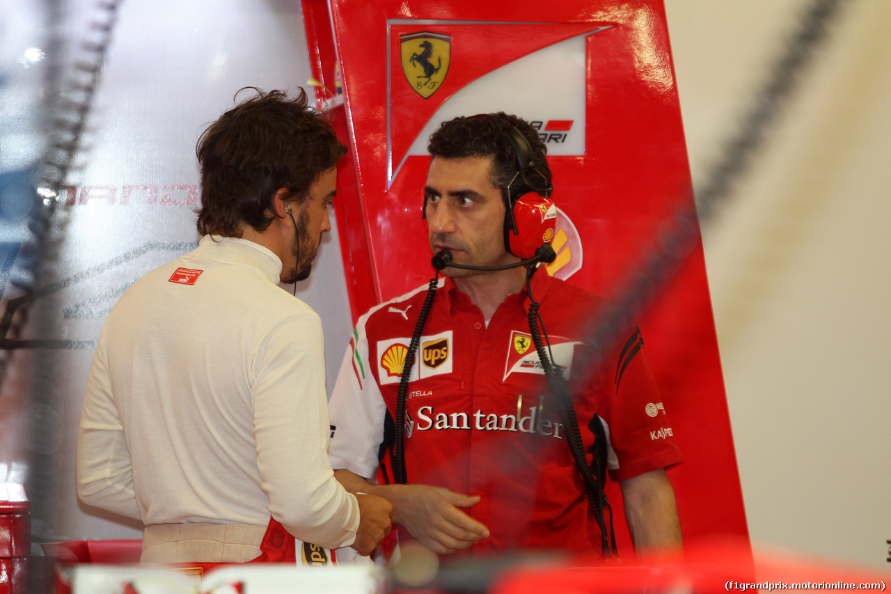 GP SINGAPORE, 20.09.2014 - Prove Libere 3, Fernando Alonso (ESP) Ferrari F14-T e Andrea Stella (ITA) Ferrari race Engineer