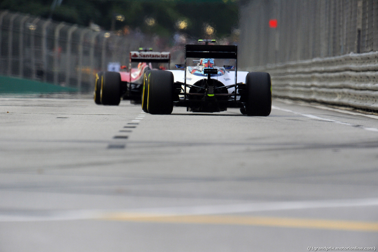 GP SINGAPORE, 20.09.2014 - Prove Libere 3, Kimi Raikkonen (FIN) Ferrari F14-T e Valtteri Bottas (FIN) Williams F1 Team FW36