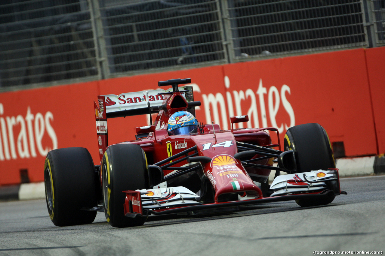 GP SINGAPORE, 19.09.2014- Prove Libere 1, Fernando Alonso (ESP) Ferrari F14-T