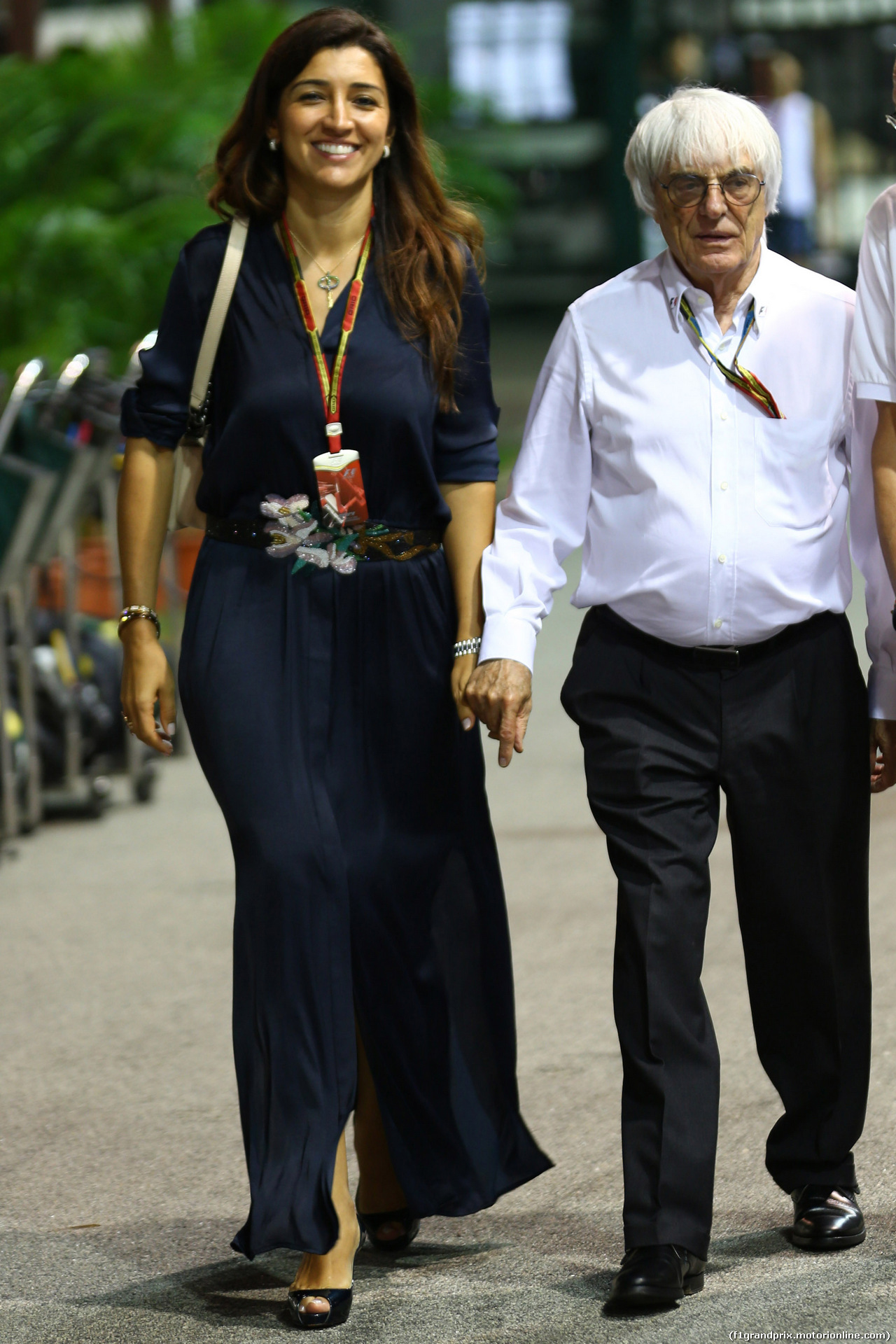 GP SINGAPORE, 19.09.2014- Prove Libere 2, Bernie Ecclestone (GBR), President e sua moglie Fabiana Flosi (BRA)