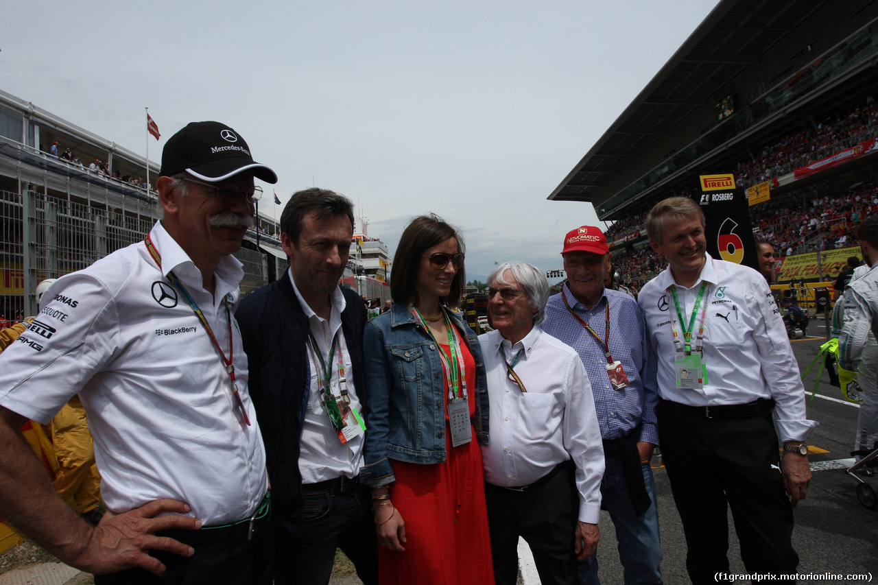 GP SPAGNA, 11.05.2014- Dr. Dieter Zetsche, Chairman of Daimler with Bernie Ecclestone (GBR), President e CEO of FOM e Nikki Lauda (AU), Mercedes