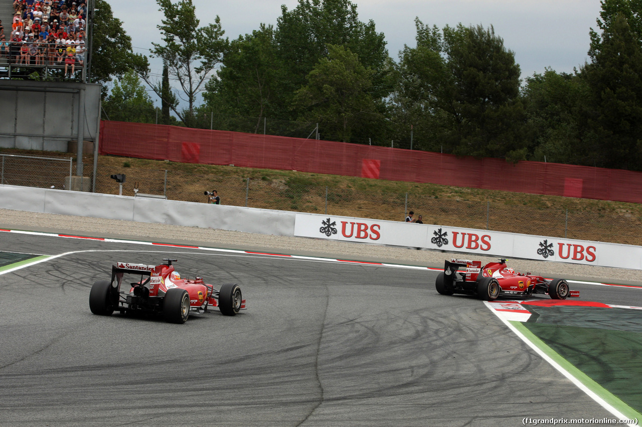 GP SPAGNA, 11.05.2014-  Gara, Fernando Alonso (ESP) Ferrari F14-T e Kimi Raikkonen (FIN) Ferrari F14-T