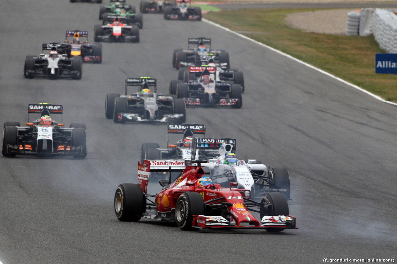 GP SPAGNA, 11.05.2014-  Gara, Fernando Alonso (ESP) Ferrari F14-T e Felipe Massa (BRA) Williams F1 Team FW36