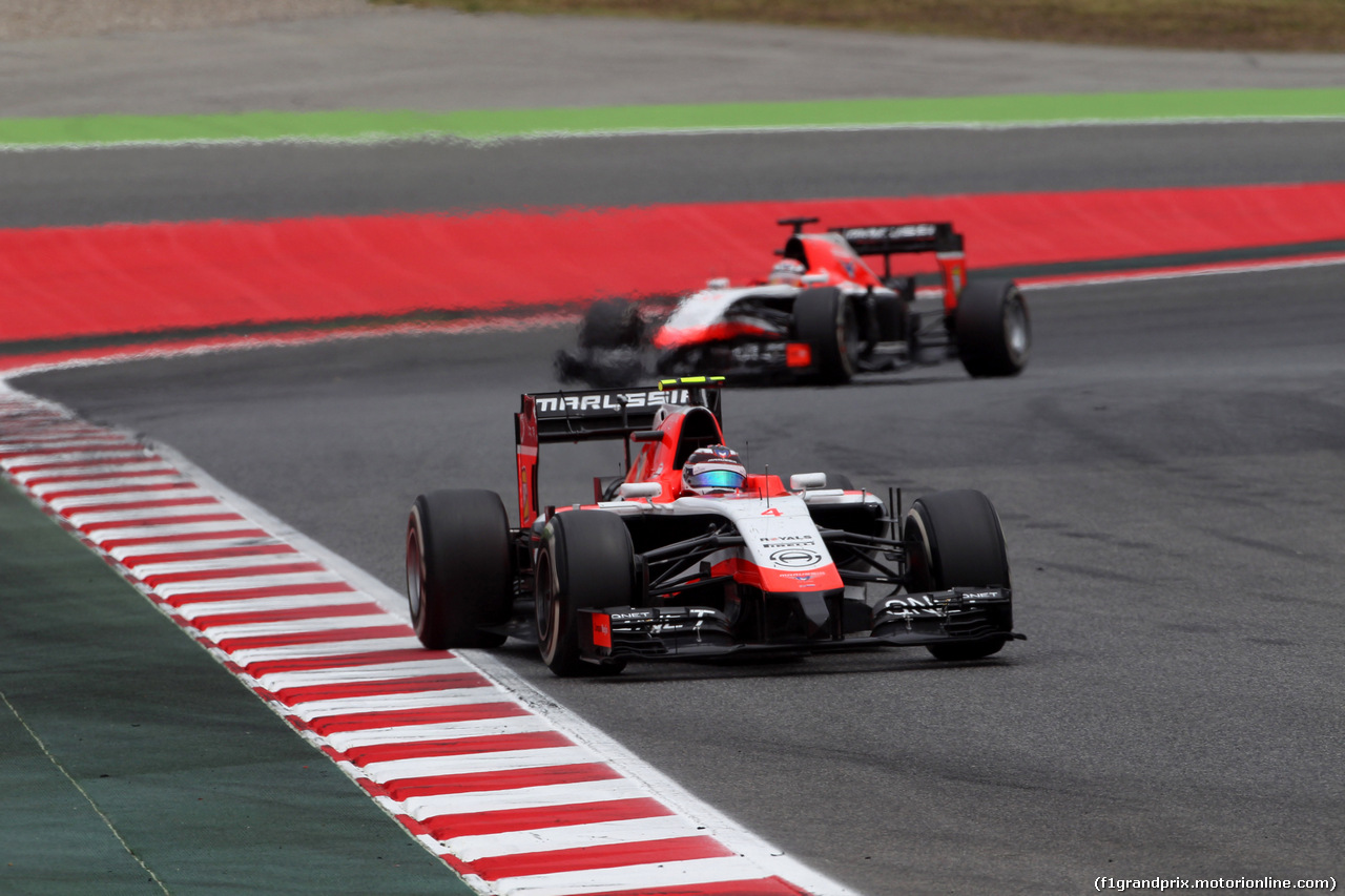 GP SPAGNA, 11.05.2014-  Gara, Max Chilton (GBR), Marussia F1 Team MR03 davanti a Jules Bianchi (FRA) Marussia F1 Team MR03