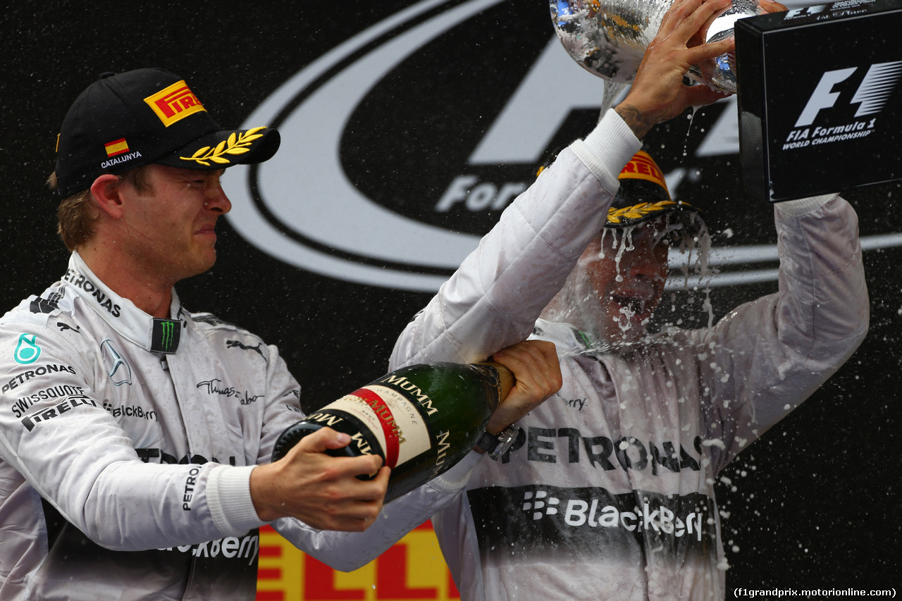 GP SPAGNA, 11.05.2014-  Gara, secondo Nico Rosberg (GER) Mercedes AMG F1 W05 e Lewis Hamilton (GBR) Mercedes AMG F1 W05 vincitore