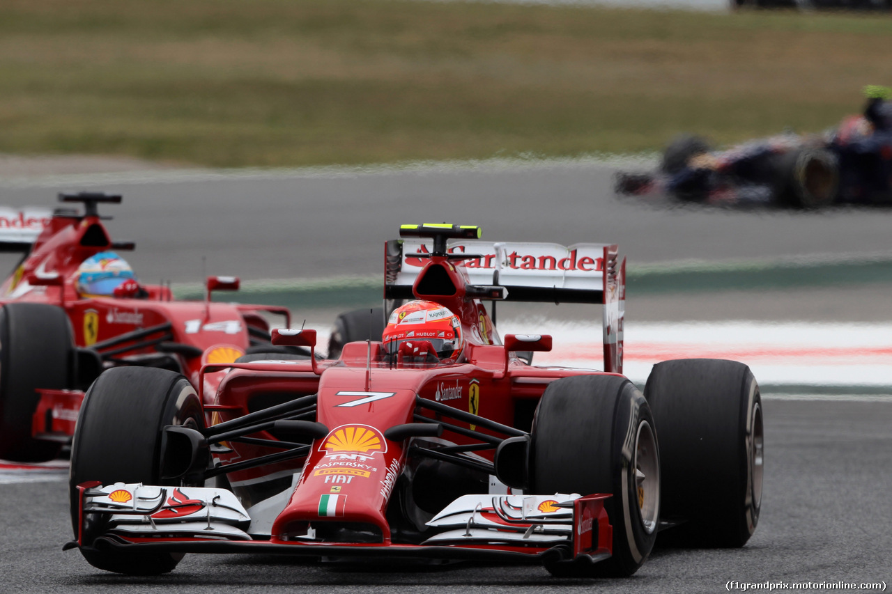 GP SPAGNA, 11.05.2014-  Gara, Kimi Raikkonen (FIN) Ferrari F14-T e Fernando Alonso (ESP) Ferrari F14-T