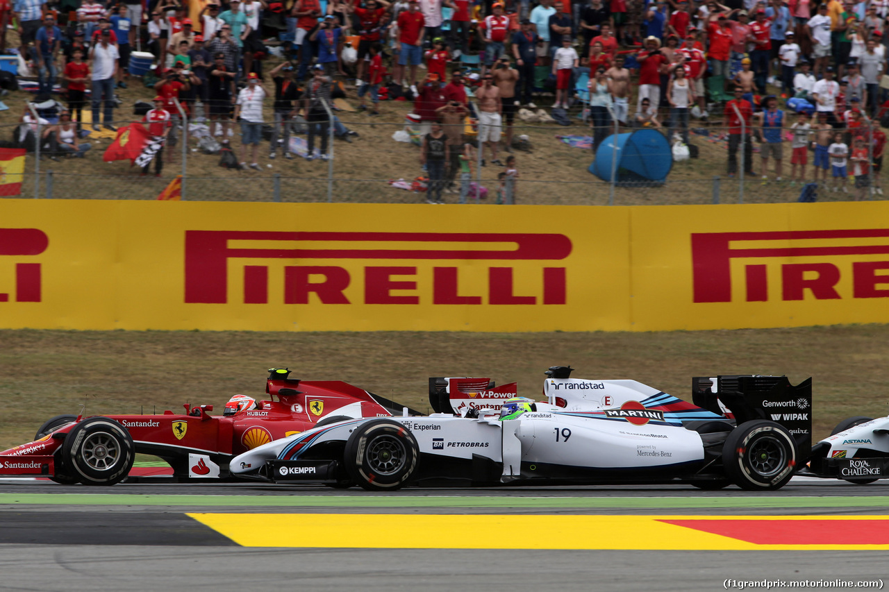 GP SPAGNA, 11.05.2014-  Gara, Kimi Raikkonen (FIN) Ferrari F14-T e Valtteri Bottas (FIN) Williams F1 Team FW36