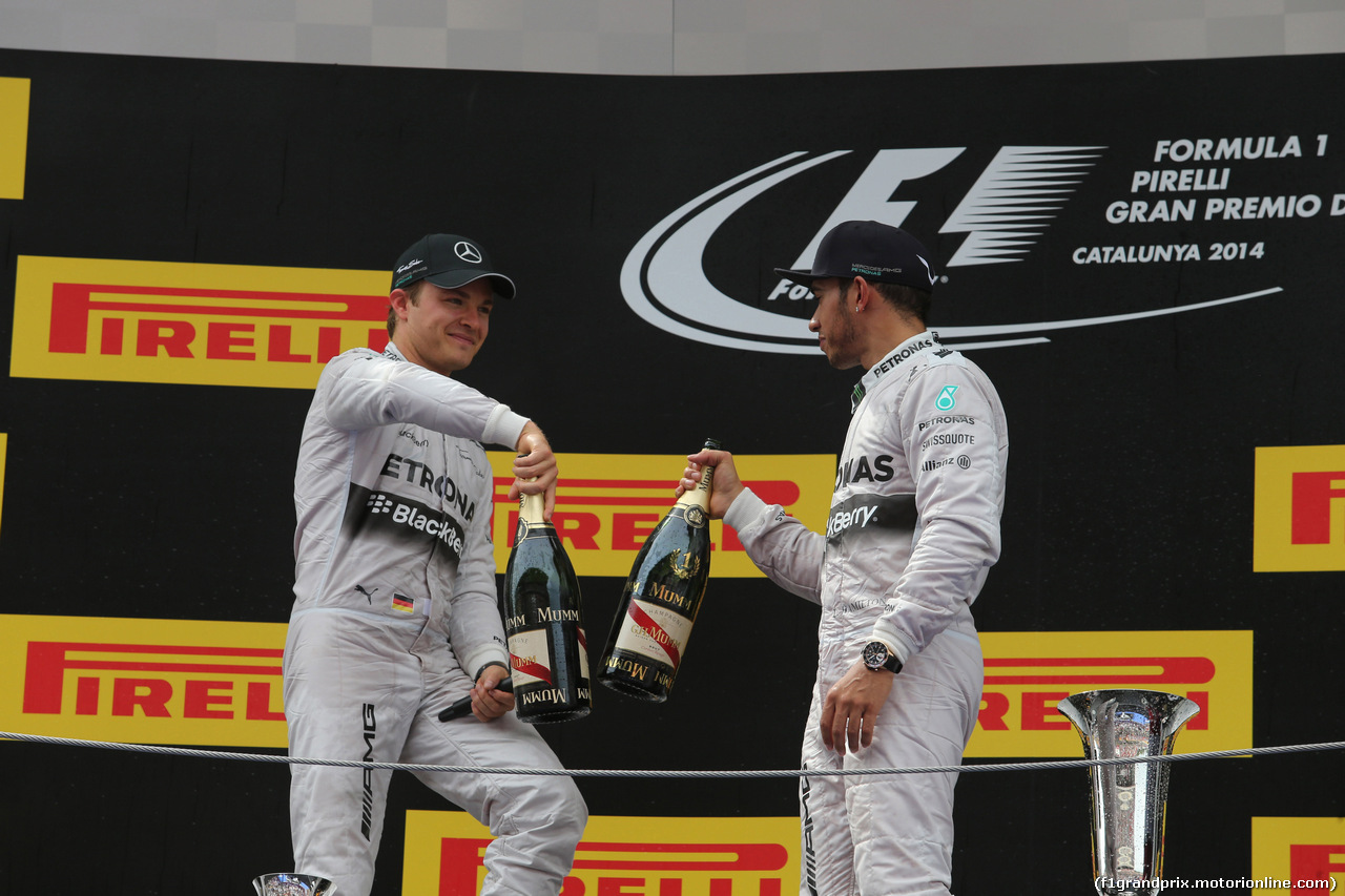 GP SPAGNA, 11.05.2014-  Gara, secondo Nico Rosberg (GER) Mercedes AMG F1 W05 e Lewis Hamilton (GBR) Mercedes AMG F1 W05 vincitore