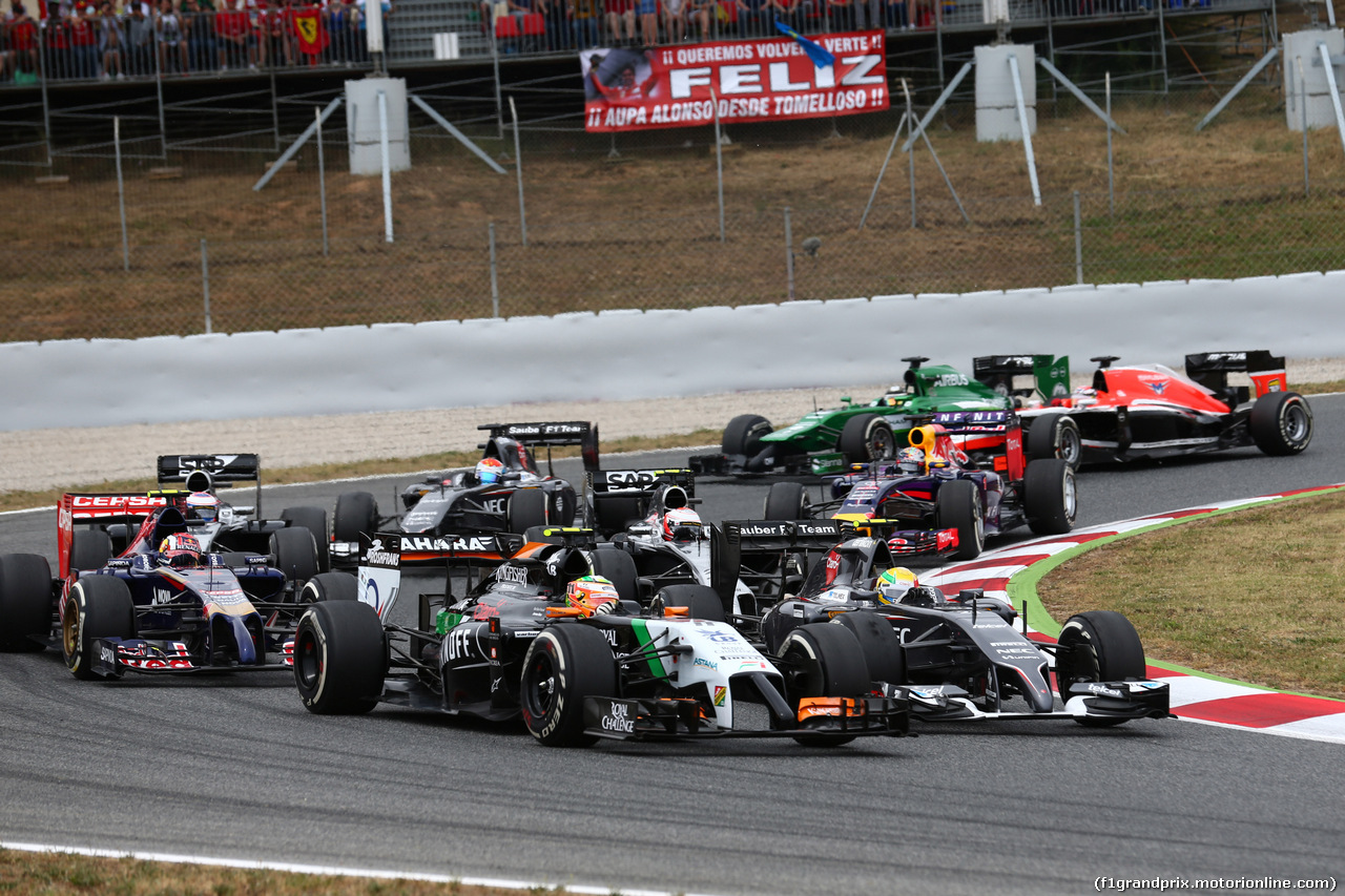 GP SPAGNA, 11.05.2014-  Gara, Sergio Perez (MEX) Sahara Force India F1 VJM07 e Esteban Gutierrez (MEX), Sauber F1 Team C33