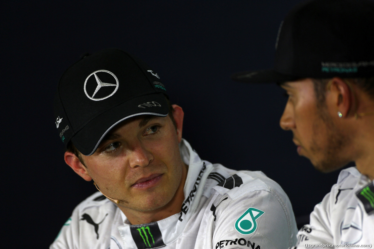 GP SPAGNA, 10.05.2014- Qualifiche, Nico Rosberg (GER) Mercedes AMG F1 W05 e Lewis Hamilton (GBR) Mercedes AMG F1 W05