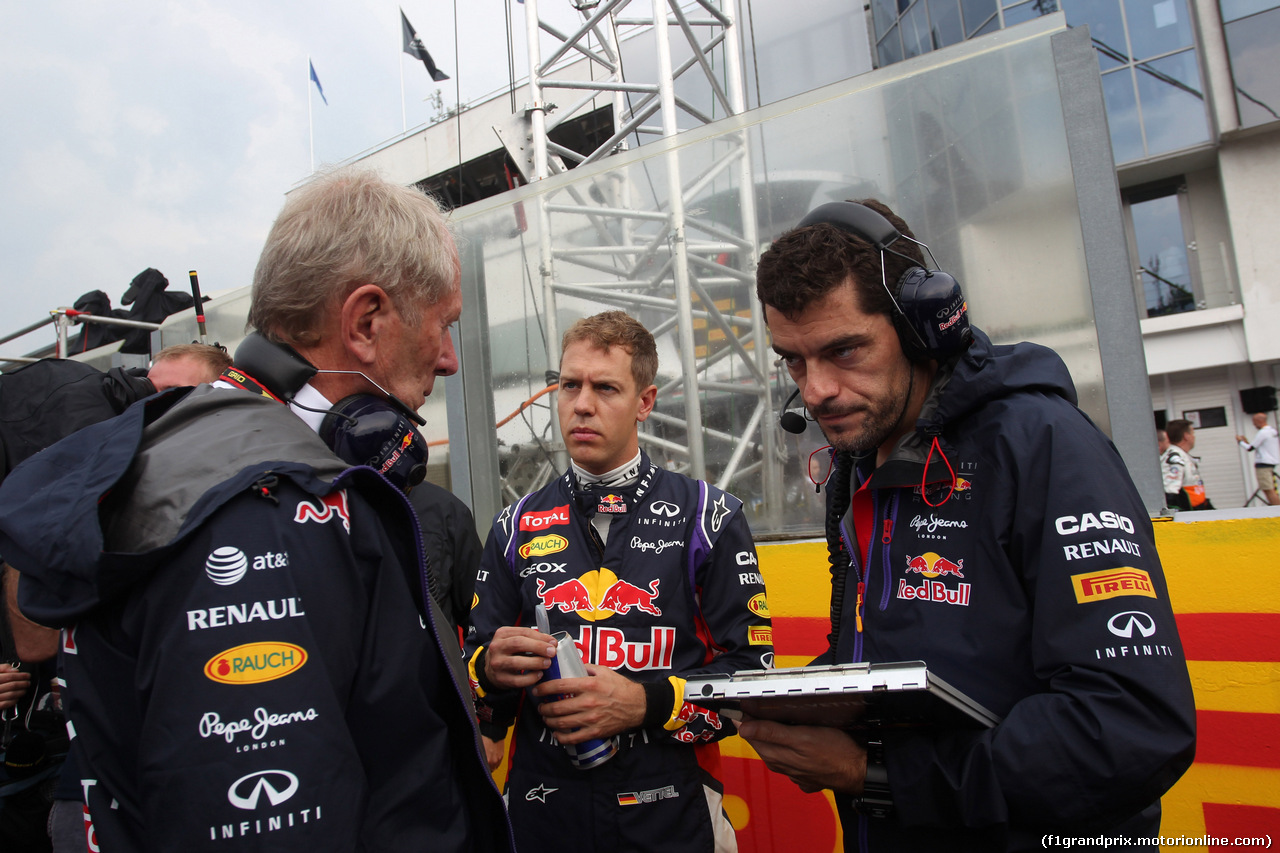 GP UNGHERIA, 27.07.2014- Gara, Helmut Marko (AUT), Red Bull Racing, Red Bull Advisor e Sebastian Vettel (GER) Red Bull Racing RB10