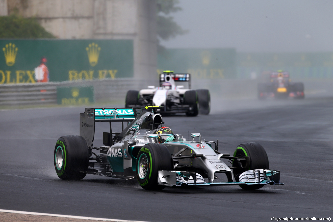 GP UNGHERIA, 27.07.2014- Gara, Nico Rosberg (GER) Mercedes AMG F1 W05 davanti a Valtteri Bottas (FIN) Williams F1 Team FW36