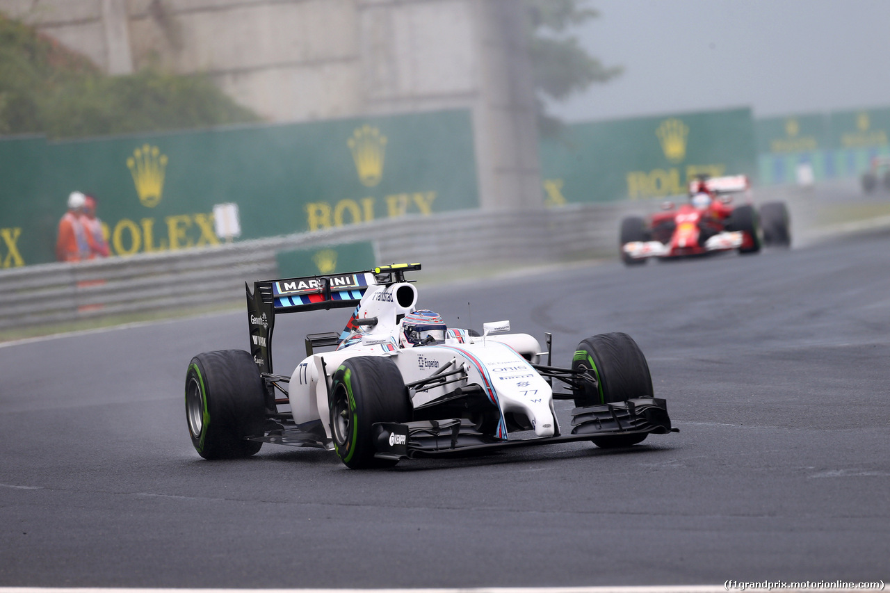 GP UNGHERIA, 27.07.2014- Gara, Valtteri Bottas (FIN) Williams F1 Team FW36 davanti a Fernando Alonso (ESP) Ferrari F14-T