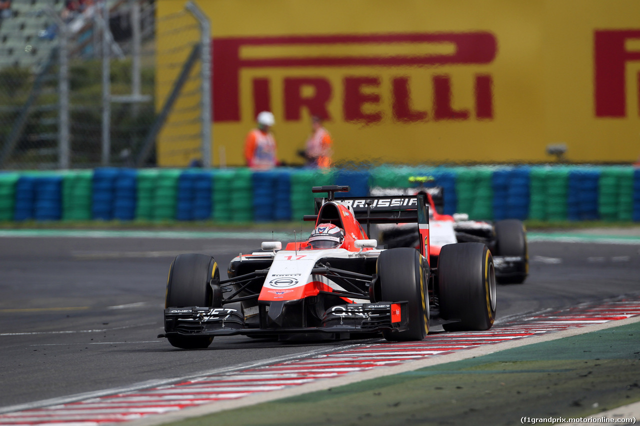 GP UNGHERIA, 27.07.2014- Gara, Jules Bianchi (FRA) Marussia F1 Team MR03 davanti a Max Chilton (GBR), Marussia F1 Team MR03