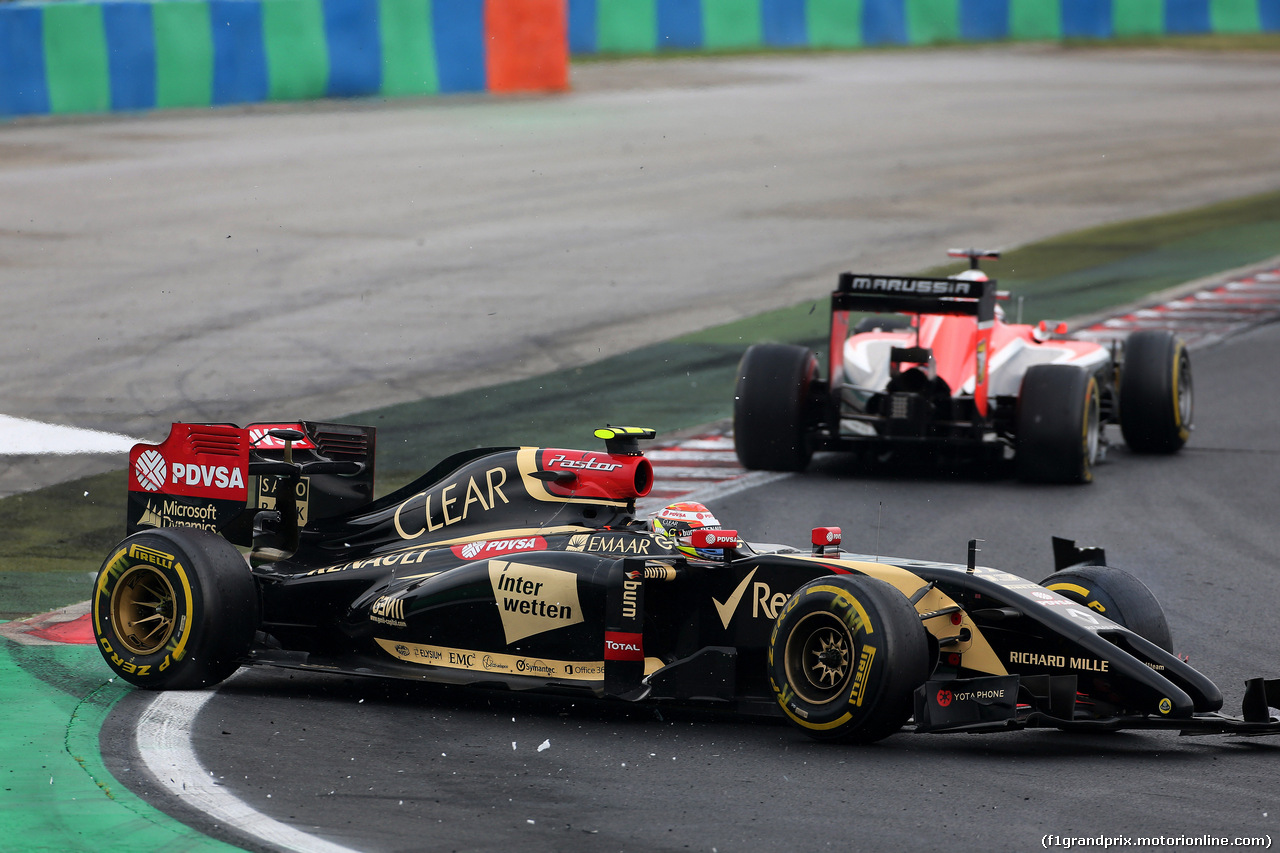 GP UNGHERIA, 27.07.2014- Gara, Pastor Maldonado (VEN) Lotus F1 Team E22 spins