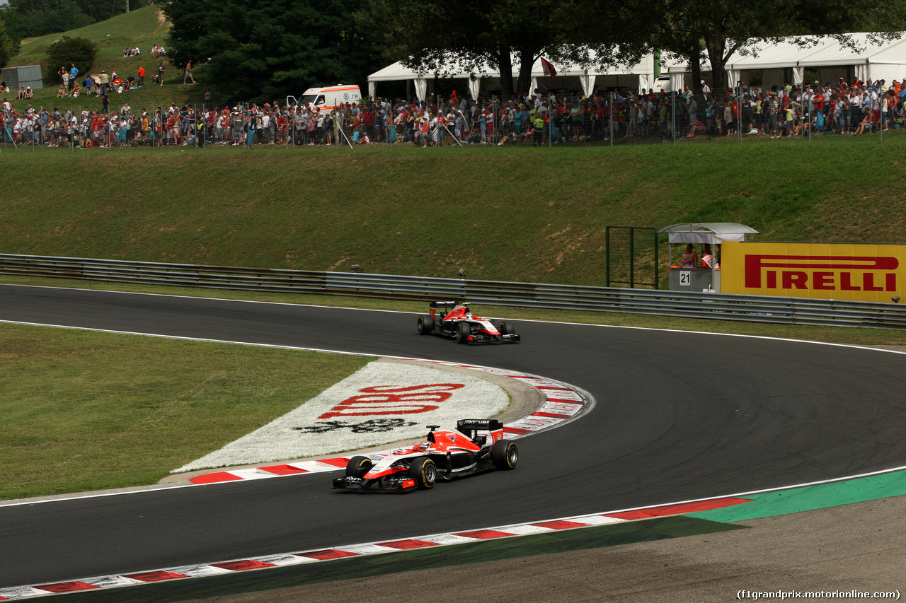 GP UNGHERIA, 27.07.2014- Gara, Jules Bianchi (FRA) Marussia F1 Team MR03 davanti a Max Chilton (GBR), Marussia F1 Team MR03