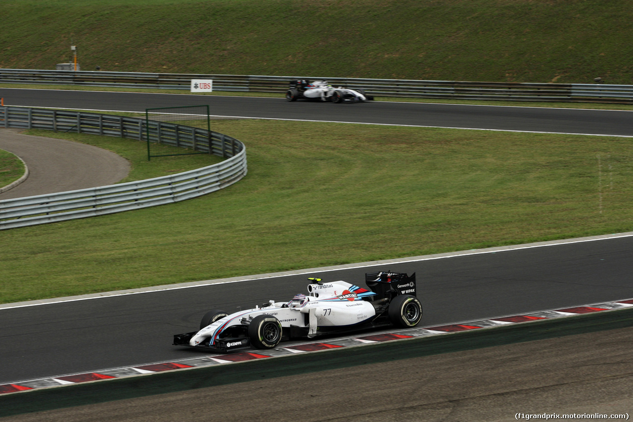 GP UNGHERIA, 27.07.2014- Gara, Valtteri Bottas (FIN) Williams F1 Team FW36 davanti a Felipe Massa (BRA) Williams F1 Team FW36