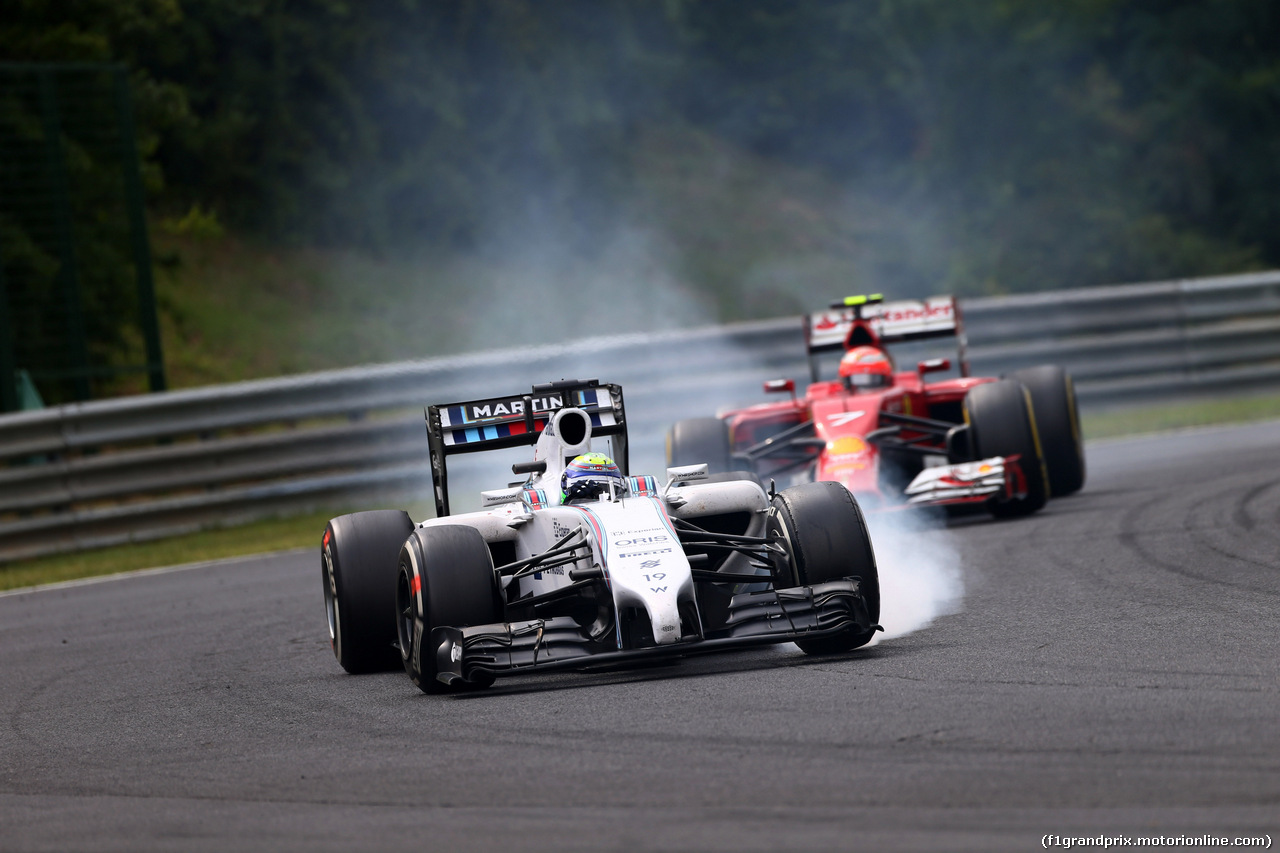 GP UNGHERIA, 27.07.2014- Gara, Felipe Massa (BRA) Williams F1 Team FW36 davanti a Kimi Raikkonen (FIN) Ferrari F14-T