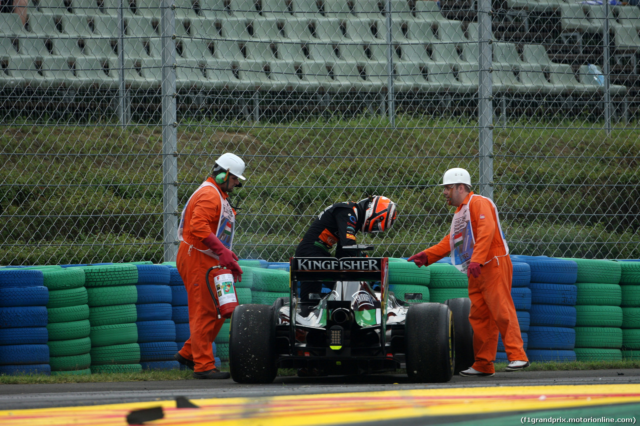 GP UNGHERIA, 27.07.2014- Gara, Crash, Nico Hulkenberg (GER) Sahara Force India F1 VJM07