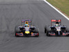 GP UNGHERIA, 27.07.2014- Gara, Sebastian Vettel (GER) Red Bull Racing RB10 e Jean-Eric Vergne (FRA) Scuderia Toro Rosso STR9