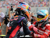 GP UNGHERIA, 27.07.2014- Gara, Daniel Ricciardo (AUS) Red Bull Racing RB10, vincitore e secondo Fernando Alonso (ESP) Ferrari F14-T