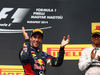 GP UNGHERIA, 27.07.2014- Gara, Daniel Ricciardo (AUS) Red Bull Racing RB10, vincitore e terzo Lewis Hamilton (GBR) Mercedes AMG F1 W05