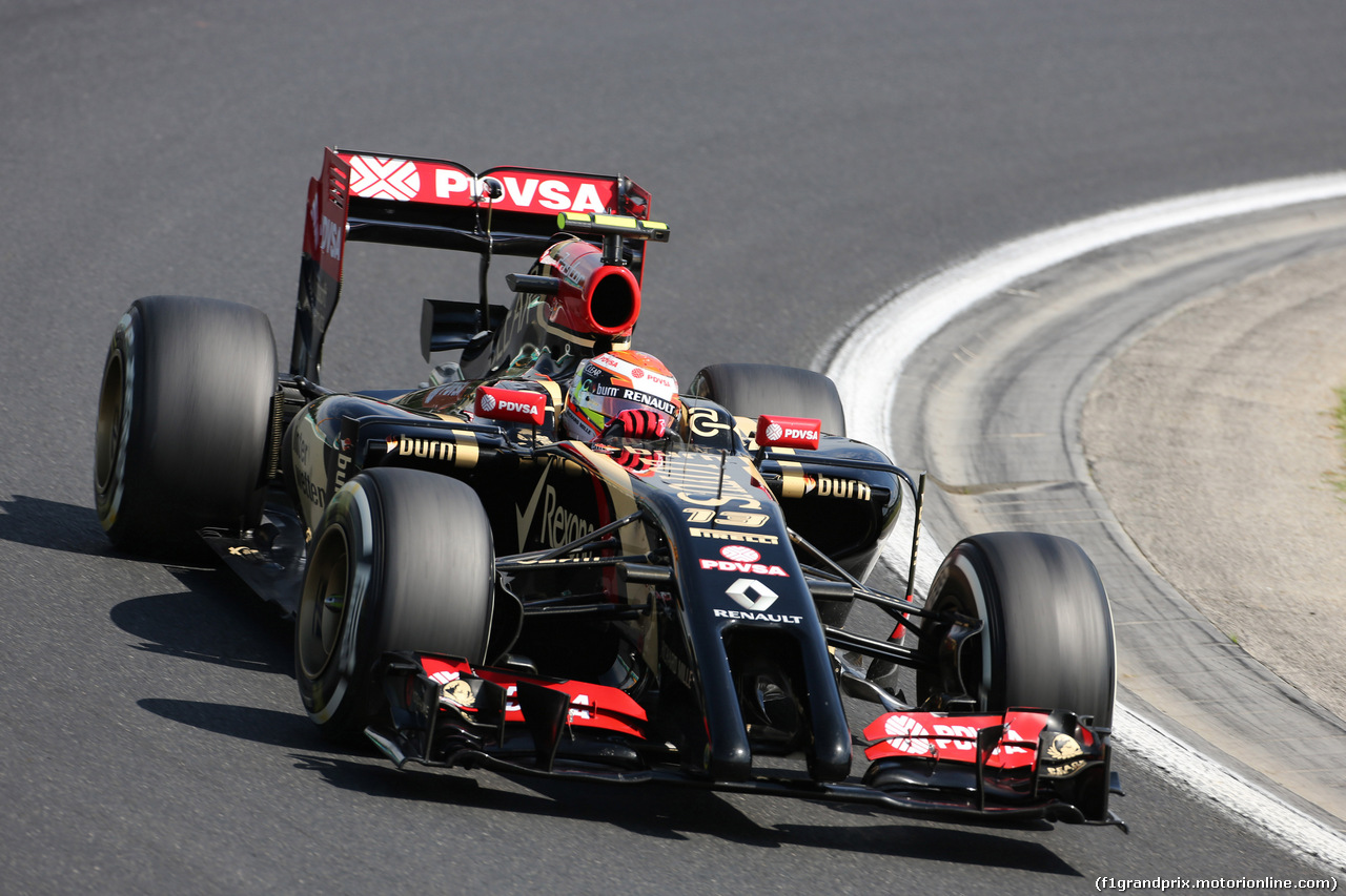 GP UNGHERIA, 25.07.2014- Prove Libere 1, Pastor Maldonado (VEN) Lotus F1 Team E22