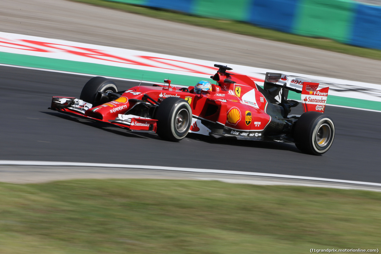 GP UNGHERIA, 25.07.2014- Prove Libere 1, Fernando Alonso (ESP) Ferrari F14-T