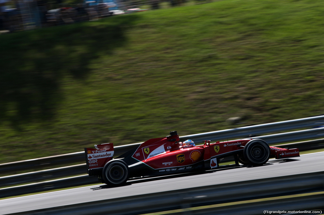 GP UNGHERIA, 25.07.2014- Prove Libere 1, Fernando Alonso (ESP) Ferrari F14-T