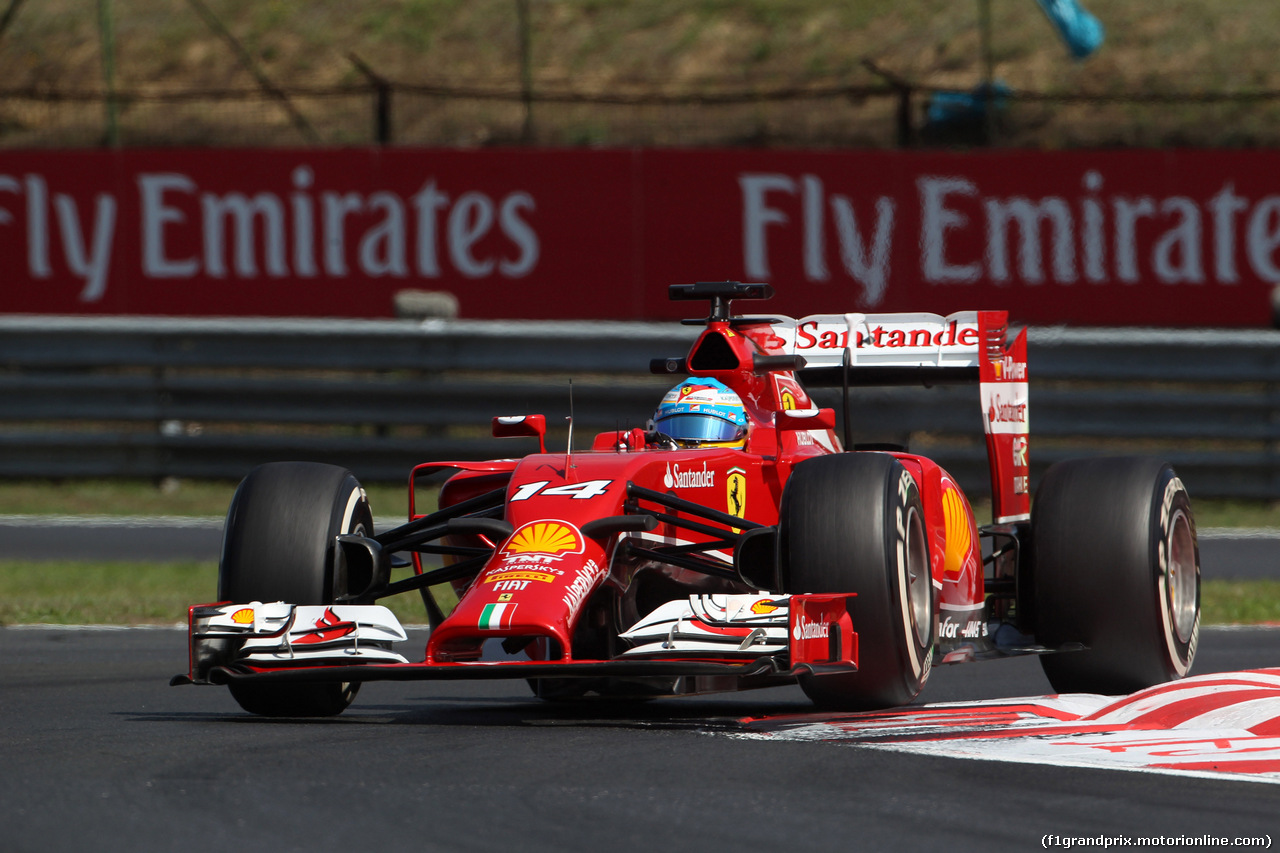 GP UNGHERIA, 25.07.2014- Prove Libere 1, Fernando Alonso (ESP) Ferrari F14-T