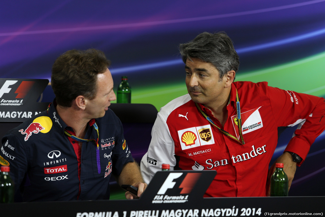 GP UNGHERIA, 25.07.2014- Conferenza Stampa, Christian Horner (GBR), Red Bull Racing, Sporting Director e Marco Mattiacci (ITA) Team Principal, Ferrari