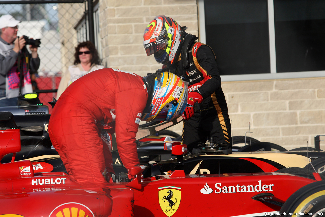 GP USA, 02.11.2014 - Gara, Fernando Alonso (ESP) Ferrari F14-T e Pastor Maldonado (VEN) Lotus F1 Team E22