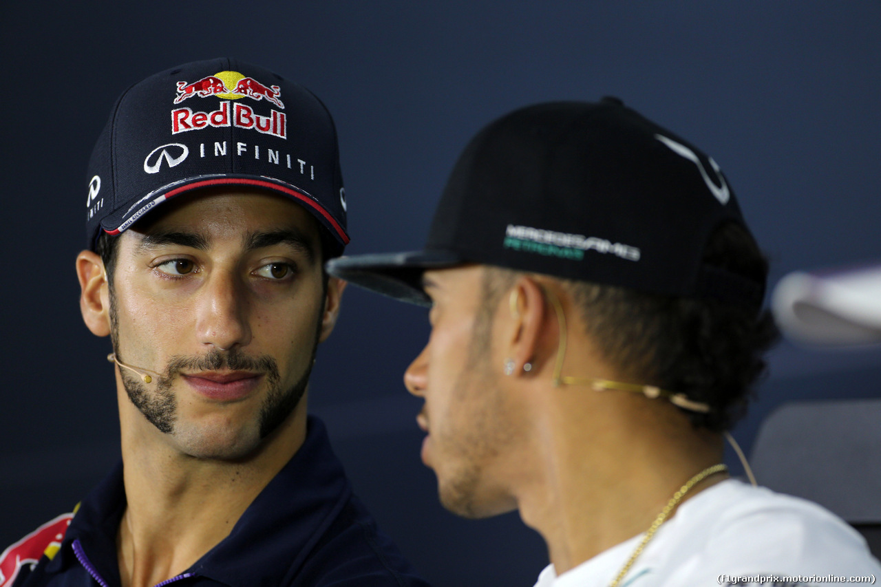 GP USA, 30.10.2014 - Conferenza Stampa, Daniel Ricciardo (AUS) Red Bull Racing RB10 e Lewis Hamilton (GBR) Mercedes AMG F1 W05