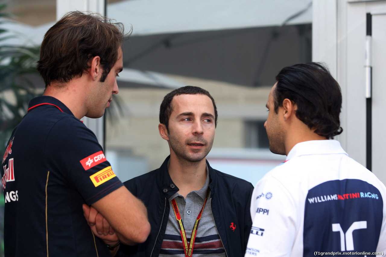 GP USA, 30.10.2014 - Jean-Eric Vergne (FRA) Scuderia Toro Rosso STR9, Nicola Todt (FRA), Manager di Felipe Massa e Felipe Massa (BRA) Williams F1 Team FW36