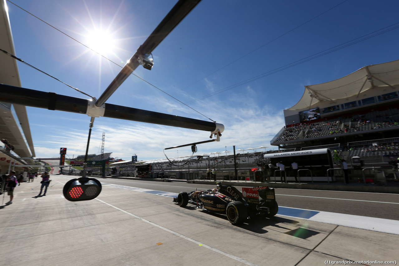 GP USA, 31.10.2014 - Prove Libere 1, Pastor Maldonado (VEN) Lotus F1 Team E22