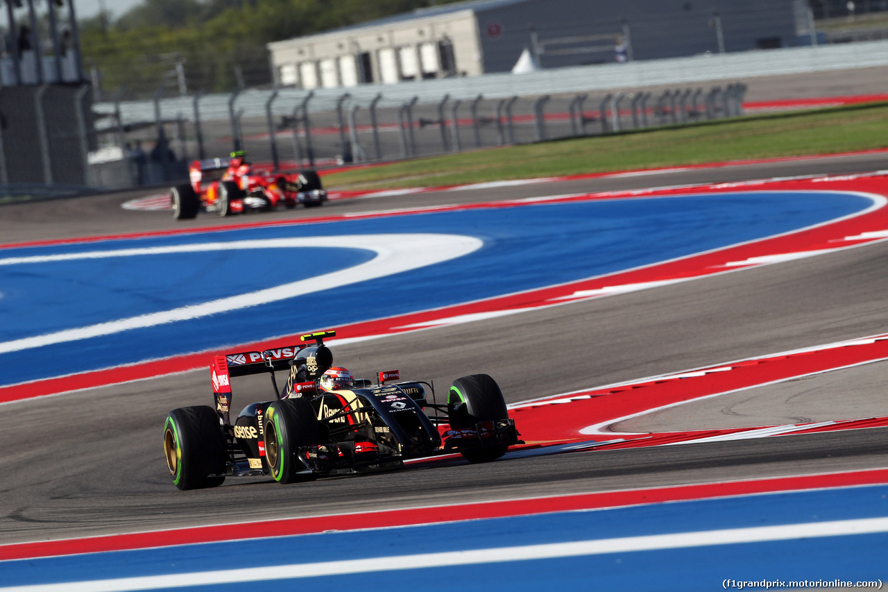 GP USA, 31.10.2014 - Prove Libere 1, Pastor Maldonado (VEN) Lotus F1 Team E22 e Kimi Raikkonen (FIN) Ferrari F14-T