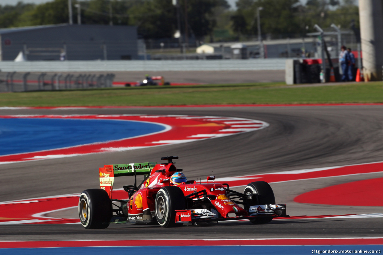 GP USA, 31.10.2014 - Prove Libere 1, Fernando Alonso (ESP) Ferrari F14-T